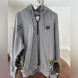 AAPE BY A BATHING APE Grey hoodie w/ green camo